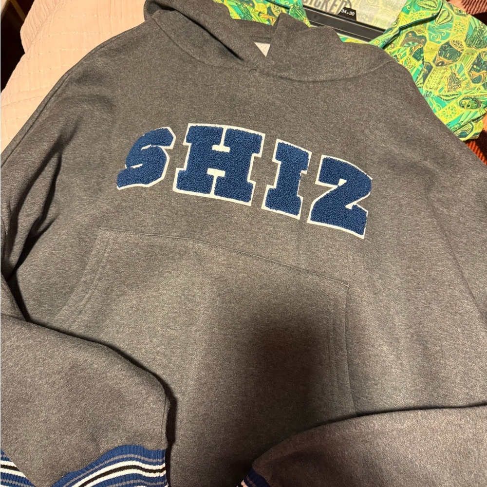 Gray Shiz wicked Sweater with Blue Accents